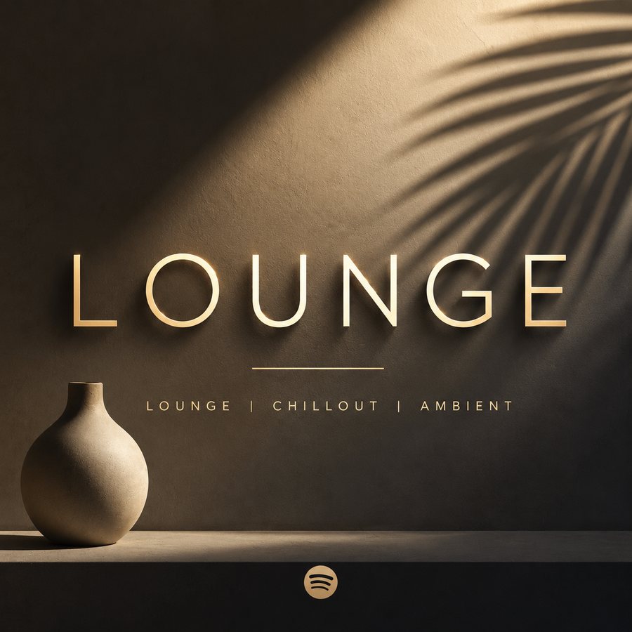 LOUNGE playlist cover by Locuorio — minimal vase and palm shadow on a warm wall